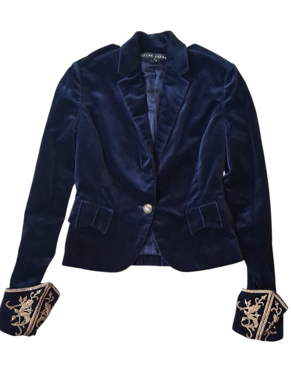 Ralph Lauren Black Label Blue & gold trim velvet jacket